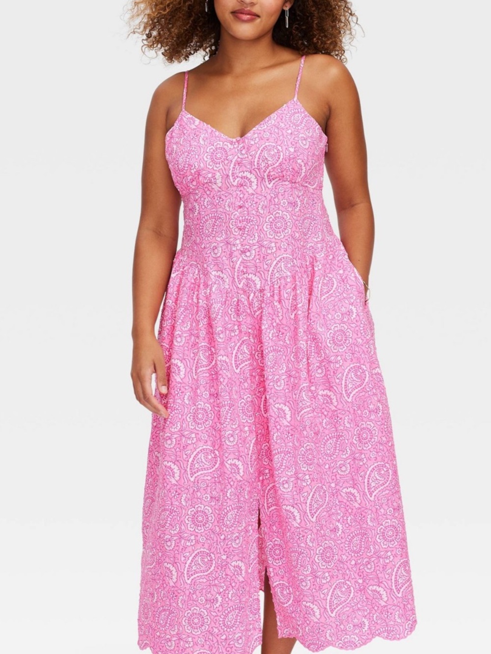 Roller Rabbit Pink Paisley Midi Dress with Spaghetti Straps